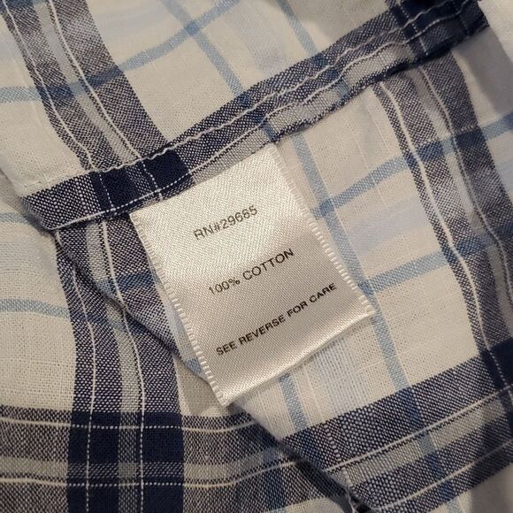 Pendleton Sz XL Ladies White Blue Plaid Casual Button Up Cotton Blouse 824 - Picture 9 of 10